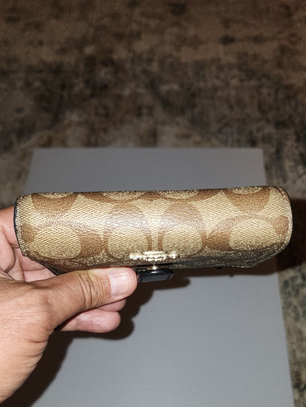 Coach Brown Signature Canvas Wallet with Black Trim and Gold Logo. 5×3×1 - Picture 9 of 9